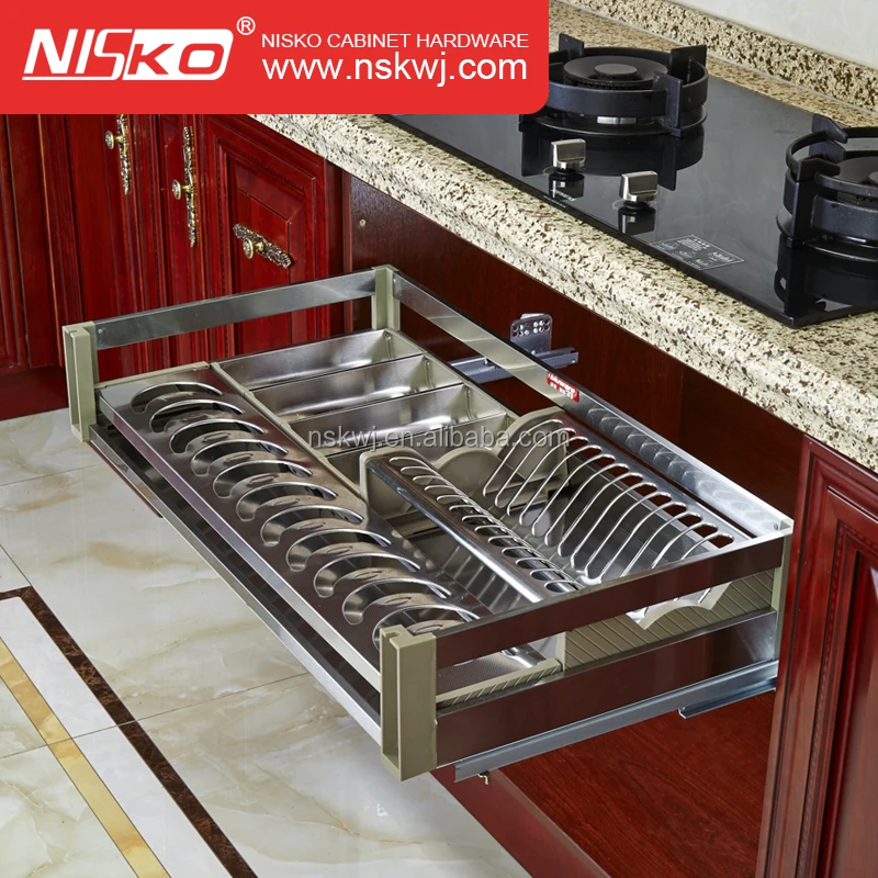 
Side Mount Aluminium Kitchen Cabinet Soft Close Pull Out Drawer Basket 