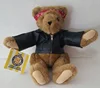 Vermont Plush Brown Teddy Bear w Hang Tag~Motorcycle Biker Faux Leather Jacket
