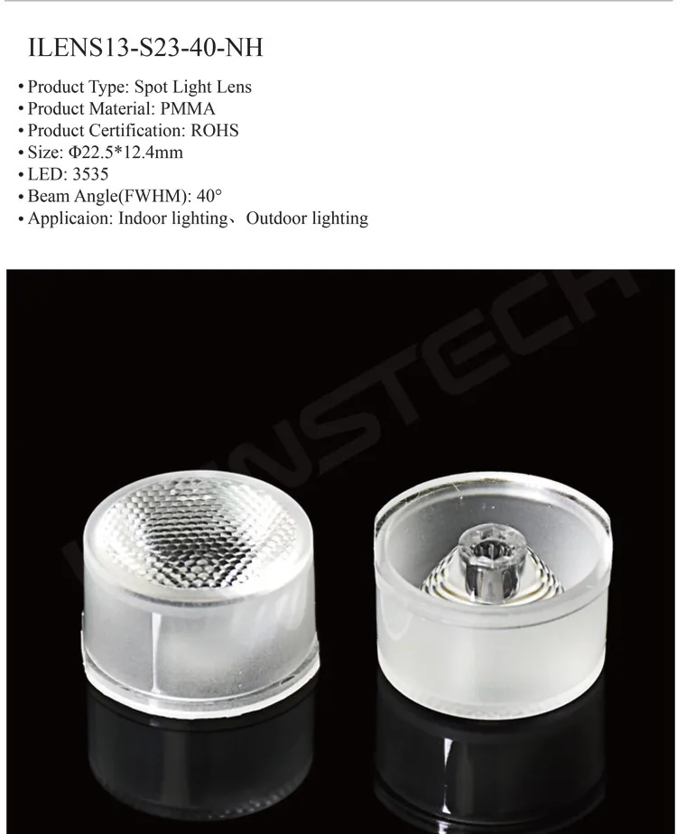 23mm 40 degree spotlight led lens projector condenser lens for counter lighting