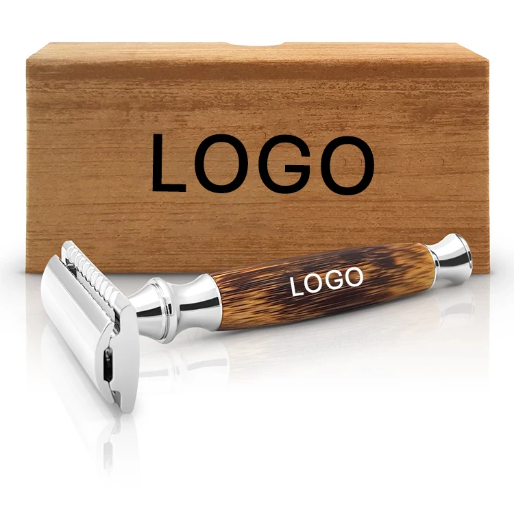 

High Quality Classic Handmade Custom Logo Natural Eco Friendly Bamboo Safety Razor Handle for Birthday Gift, Natural color