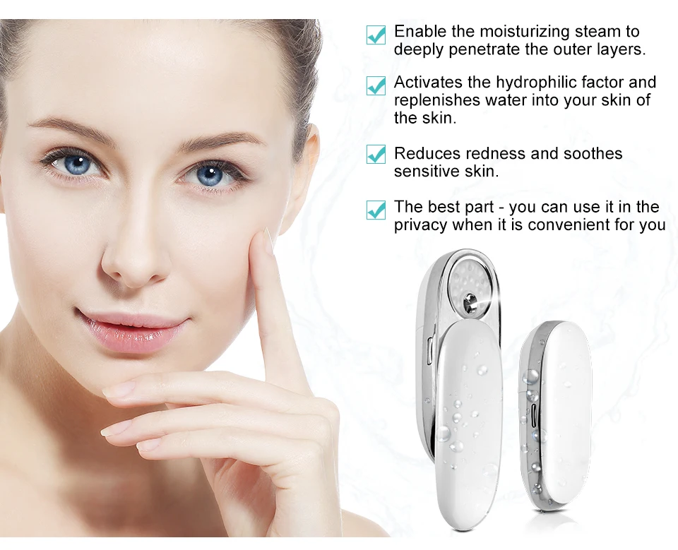 TOUCHBeauty TB-1185 Portable MIni Face Moisturizing Hydrating Mist with Yellow Light Humidifier Hand Facial Steamer
