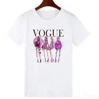 

Women's Clothing Cartoon Female Letter Printing Summer Vogue O Neck T Shirts