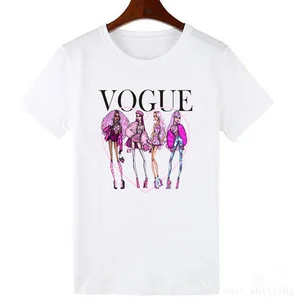 Women's Clothing Cartoon Female Letter Printing Summer Vogue O Neck T Shirts
