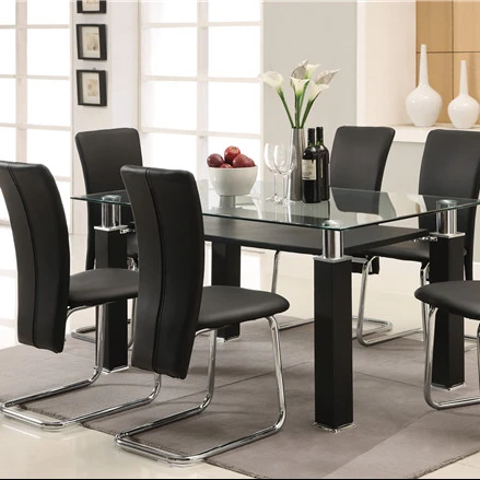 
Best price factory manufacturing kitchen restaurant tempered glass dining table and pu seat 