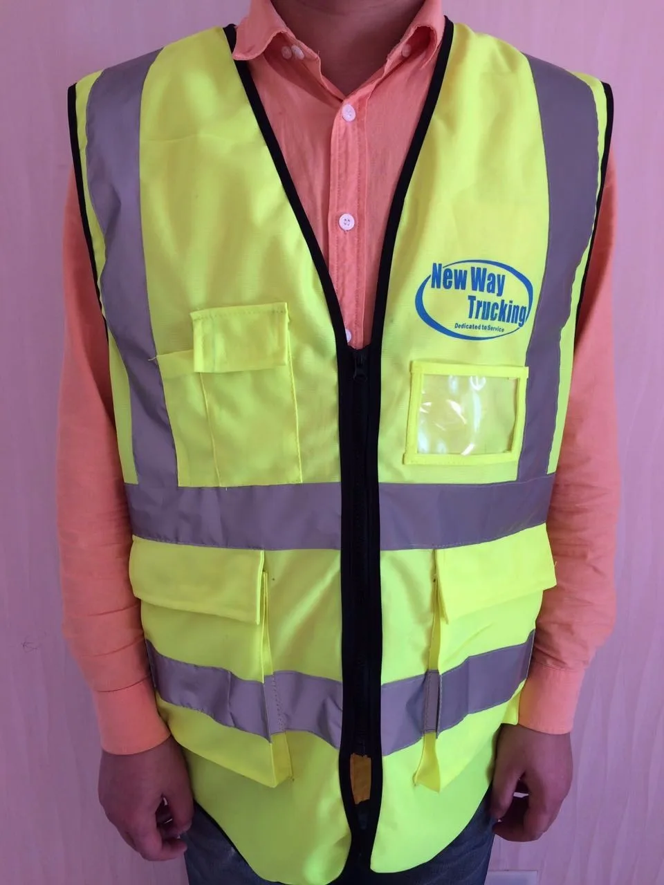 Cheap High Reflective Zipper Multi Pocket Blue Safety Reflective Jacket