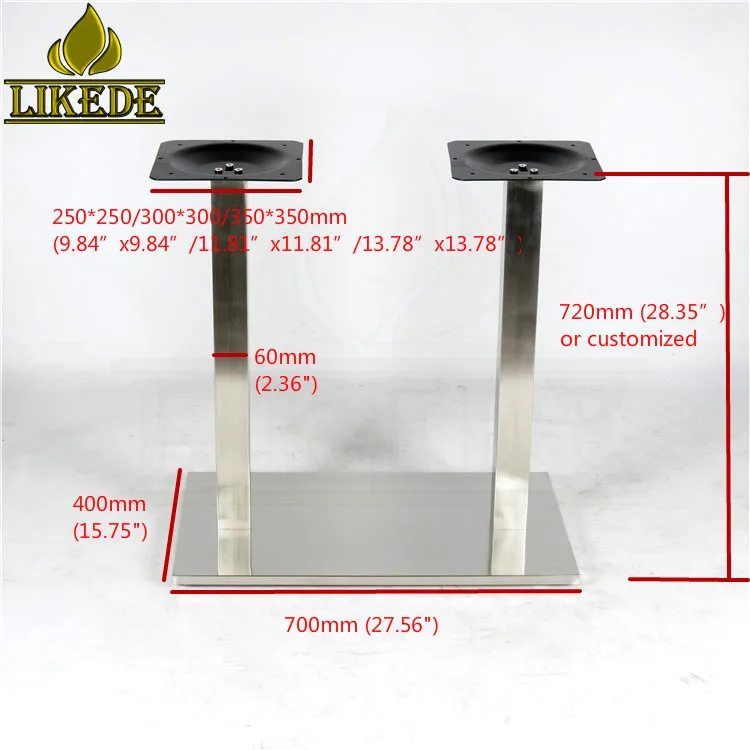 Modern Design Heavy-Duty Metal Table Base Low-Priced 2-Column Stainless Steel Pillar Plastic Bottom Chair Dining Kitchen Use