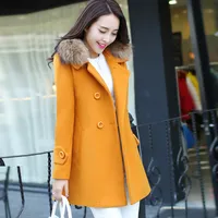 

2019 Amazon Slim Women Fur Collar Woolen Coats