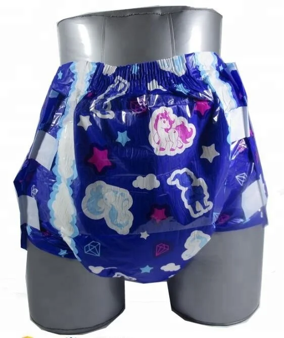 

Blue color L Size Thickest ABDL printed adult baby diapers