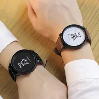 

AliExpres Watch 2019 Hot Sell Fashion Popular Black Watch Personality Queen And King Leather Watch Couple Lover Wristwatch