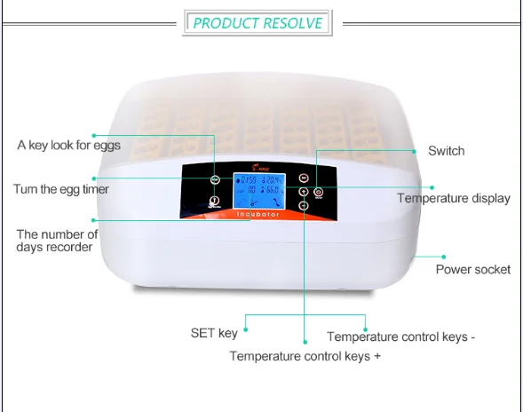 Promotion! HHD brand LED testing function mini chicken egg incubator 56 eggs EW-56S