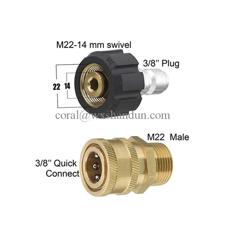 Set Di Adattatori Per Idropulitrice 5000 PSI In Ottone M22 3/8 Pollici - Foto 5