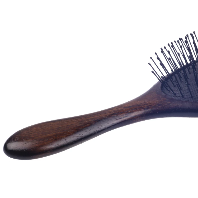 EUREKA 9265P-DBR Engraved Wooden Hair Brush Rubber Wood Hair Brush Massage Classical Style Hair Brush