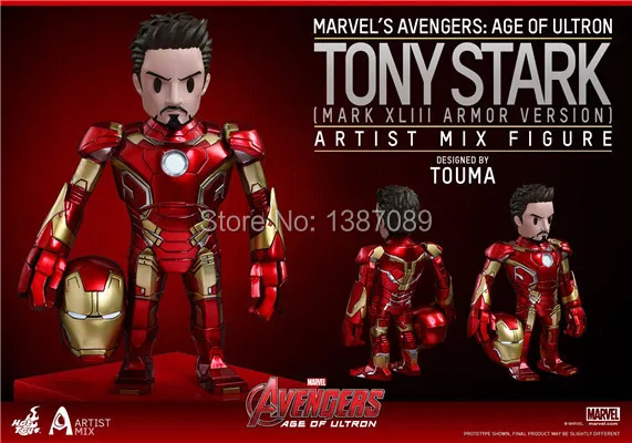 New Arrival Marvel Avengers 2 Age of Ultron Prime Tony Stark LOOSE Bobble-head Doll PVC Iron Man Action Figure Toy 