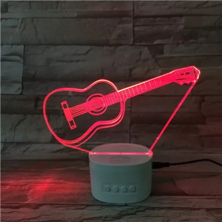 Portable Wireless 4.0 Speaker 3D Night Light Guitar Design Led Color Changing Dimmable Touch Control Bedside Table Lamp - ANKUX.COM