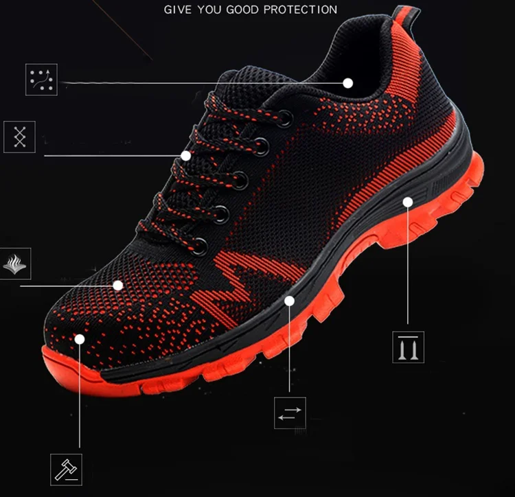 Shock Absorption Antiskid Sports Safety Shoes Breathable Men's Safety