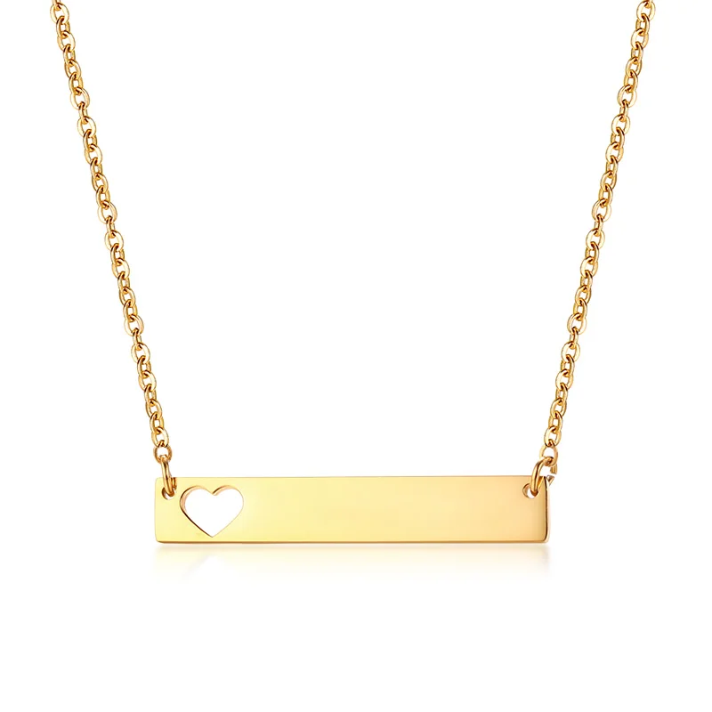 

hot selling rectangle bar plate stainless steel necklace new gold chain design girls