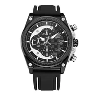 

carbon fiber bezel silicon strap chronograph watches men sporty style