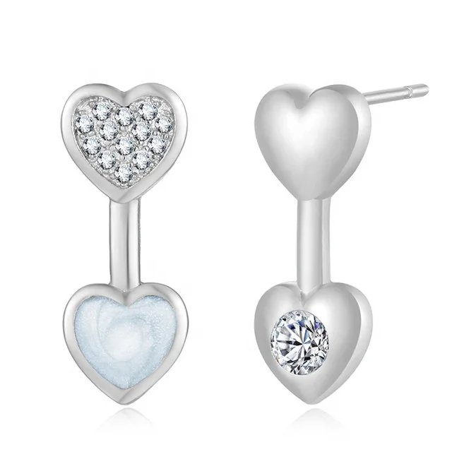 

Heart Shape Stud Earrings Sweet Cute Silver Color Heart Stud Earrings Fashion Jewelry