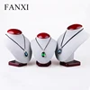 FANXI Custom Jewellery Necklace Stand Exhibitor Trade Show Red Paint Wooden Jewelry Display Busts