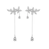 925 Sterling Silver Leaves Wrap Earrings Crawler for Women Dainty Flowers Threader Tassel Chain