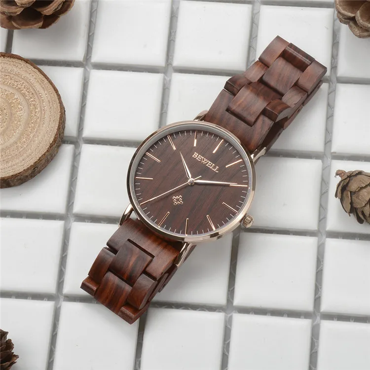 

Bewell direct OEM&ODM stainless steel wooden wrist watch