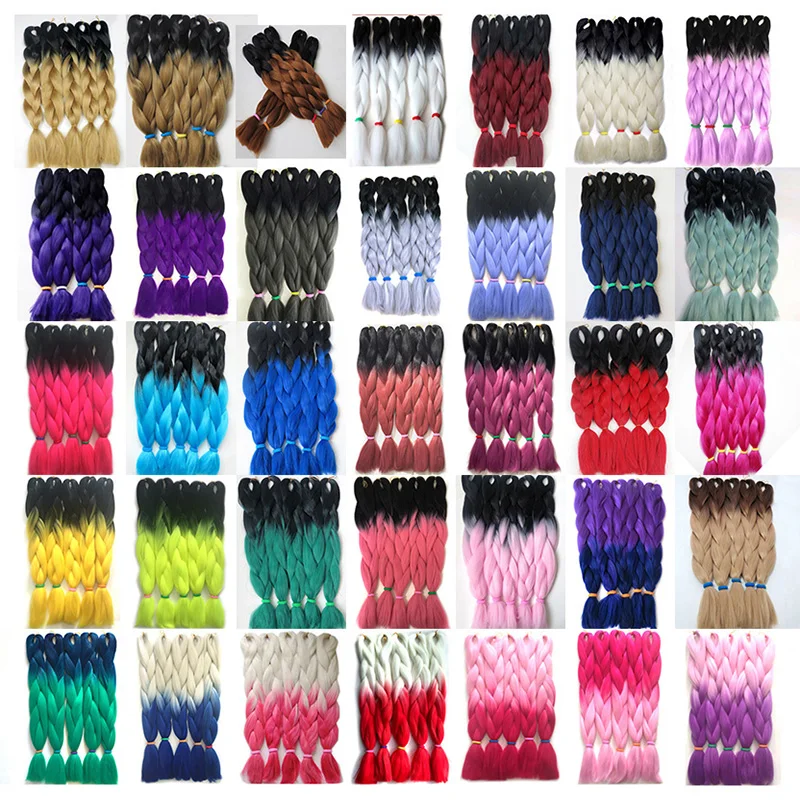 
Ombre Braiding Hair Two Tone Color High Temperature Kanekalon Jumbo Braids Hair Extensions 