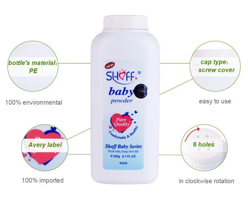 Shoff 200g Organic Antiitching Skin Care Baby Powder Private Label