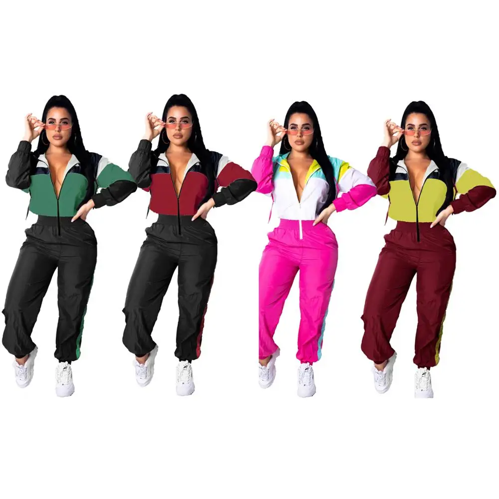 

2018 New style patchwork spandex loose pants one piece jumpsuit women
