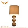 Bedroom Colorful Round Fluted Three Amber Glass Table Lamp Antique Brass