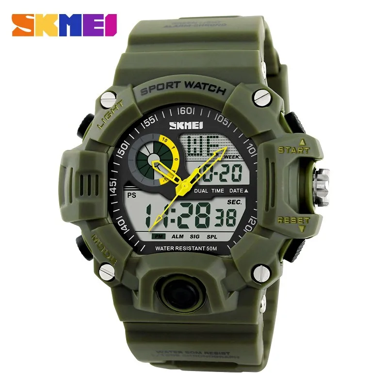 new shock g style skmei 1029 luxury japanese quartz digital watch military camo 50m waterproof sport army men dual time watches