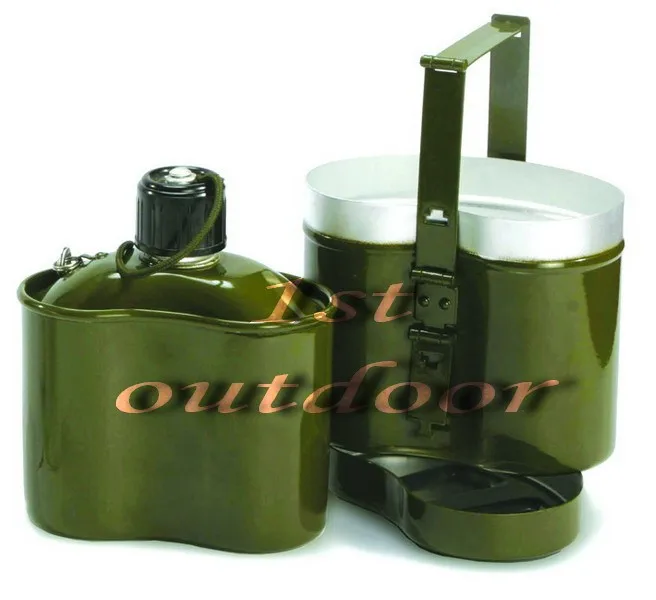 Pe Army Canteen With Cover Cup,Water Bottle,1l Military & Army