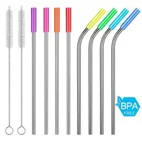 

Svin FDA Approved Custom Eco Friendly Reusable Stainless Steel Drinking Metal Straw with Silicone Tips