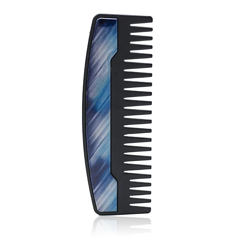 

High Quality Stainless Steel Smooth Beard Comb Pocket Wide Tooth Metal Comb, Blue