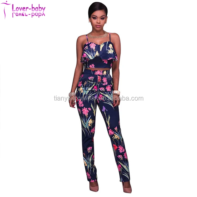 

Leilani Danika Off-White Ruffled top Floral Print Two Piece Set L28241, Shown