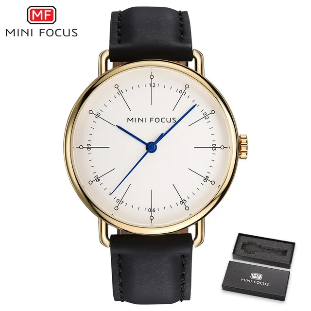 

MINIFOCUS Fashion Men's Watches Analog Quartz Watch Men Waterproof Black Leather Strap Luxury Brand Relogio Masculino Male Clock