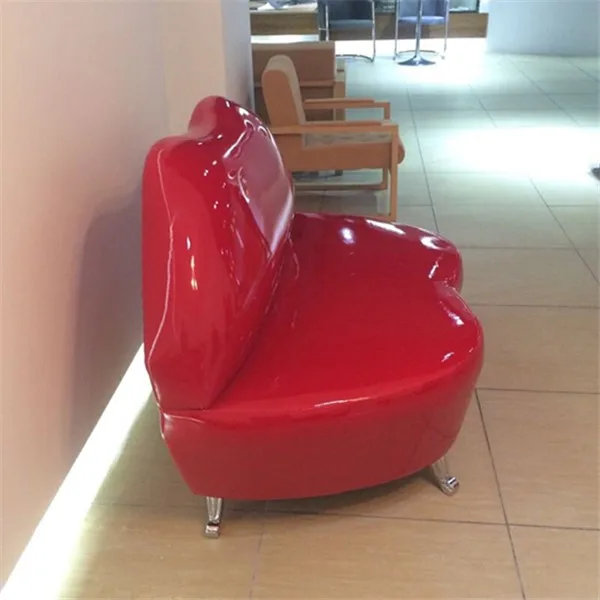 Rojo De La Pu De Cuero Genuino Italiano Sofá Brillante Labios En Forma