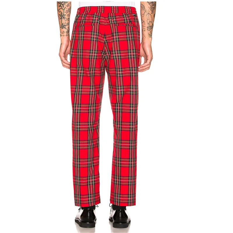 mens tartan trousers red