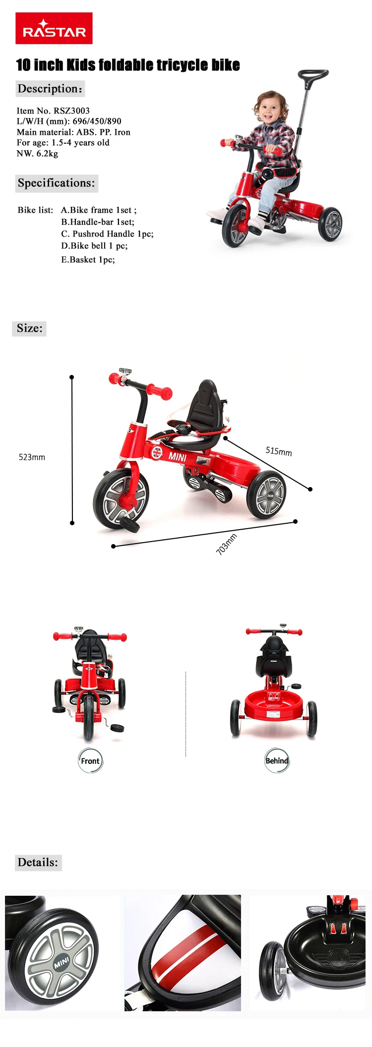 rastar mini cooper bike