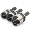 3pc 90 degree High Carbon Steel Hex Shank Five-edged Chamfer Oblique Hole Knife Reaming Chamfering Bit