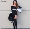 Ocstrade Hot Sale Women Sexy Two Piece Bandage Dress Set With Crop Top&Slit Dress
