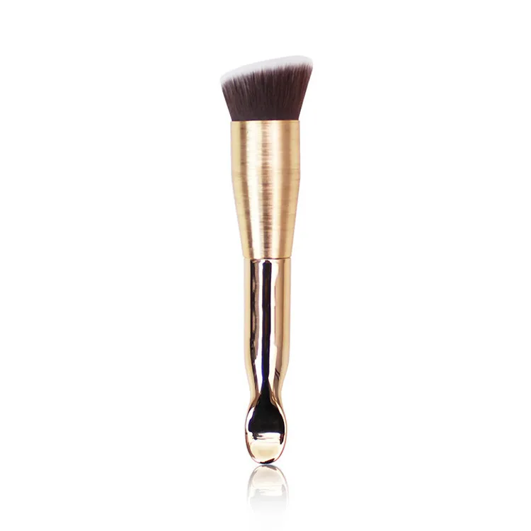 

Good Makeup Brushes Oblique Head Makeup Foundation Brush Black And Gold Single Make Up Brush With Spoon, Customized