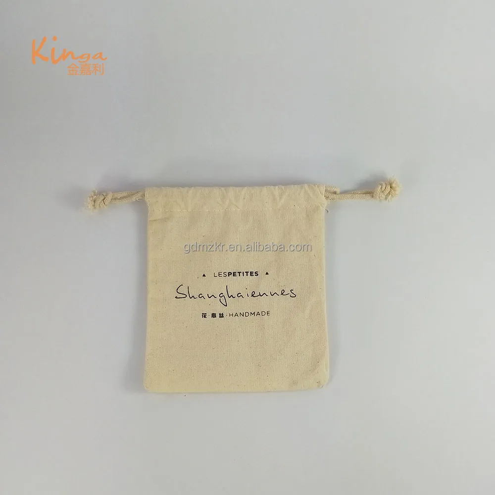 

promotional cheap standard size eco packaging natural cotton drawstring bag, Customized color