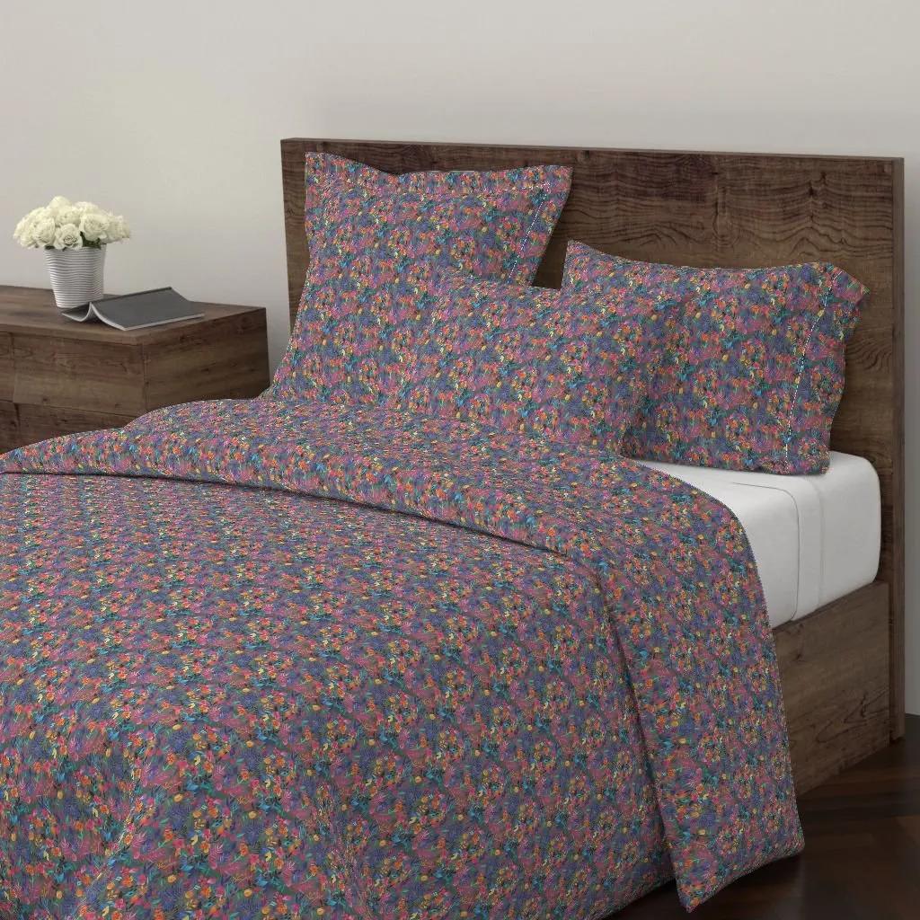 Roostery Watercolor Duvet Cover Floral Flowers Tiny Popping Colorful Kids by Micklyn 100% Cotton King Duvet Cover