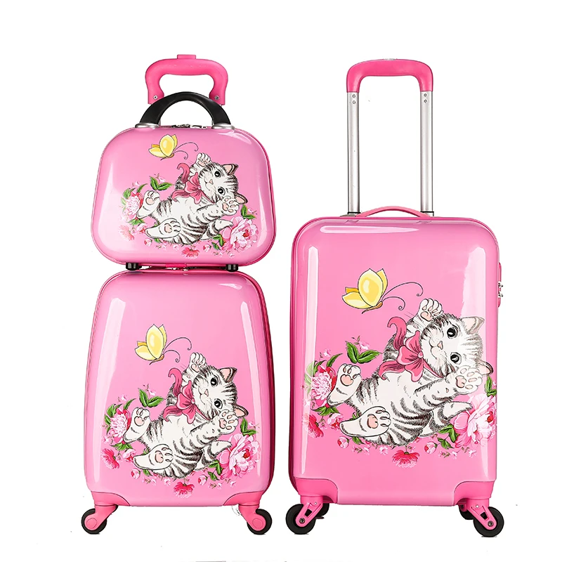 

2020 high quality 3D cartoon design ABS PC travel trolley luggage children 3pcs suitcases sets, Blue