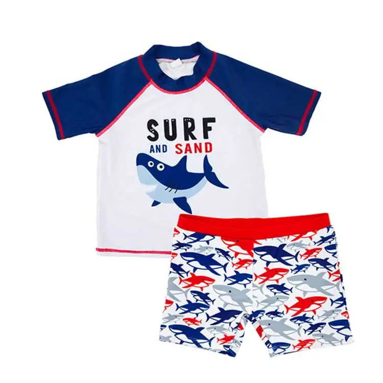 

European boys swimwear short sleeve swimming suit kids