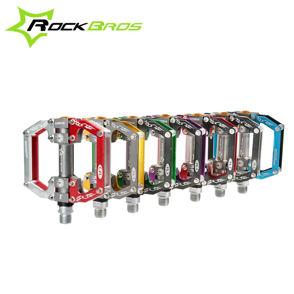 

RockBros Road MTB Mountain Bike Pedals Aluminum Alloy Seald Bearing Hollow Design Ultralight Cycling RockBros Road MTB Mountain, Black blue;black purple;black silver;gold titanium;silver red