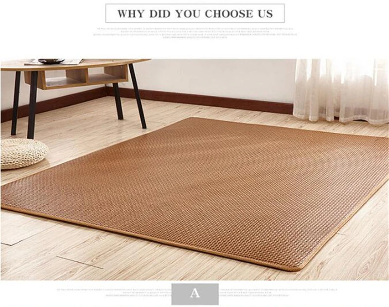 Weave Straw Mat Rattan Bamboo Weave Non-slip Rugs Wooden Floor Protect
