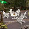 Outdoor round wooden table and bench