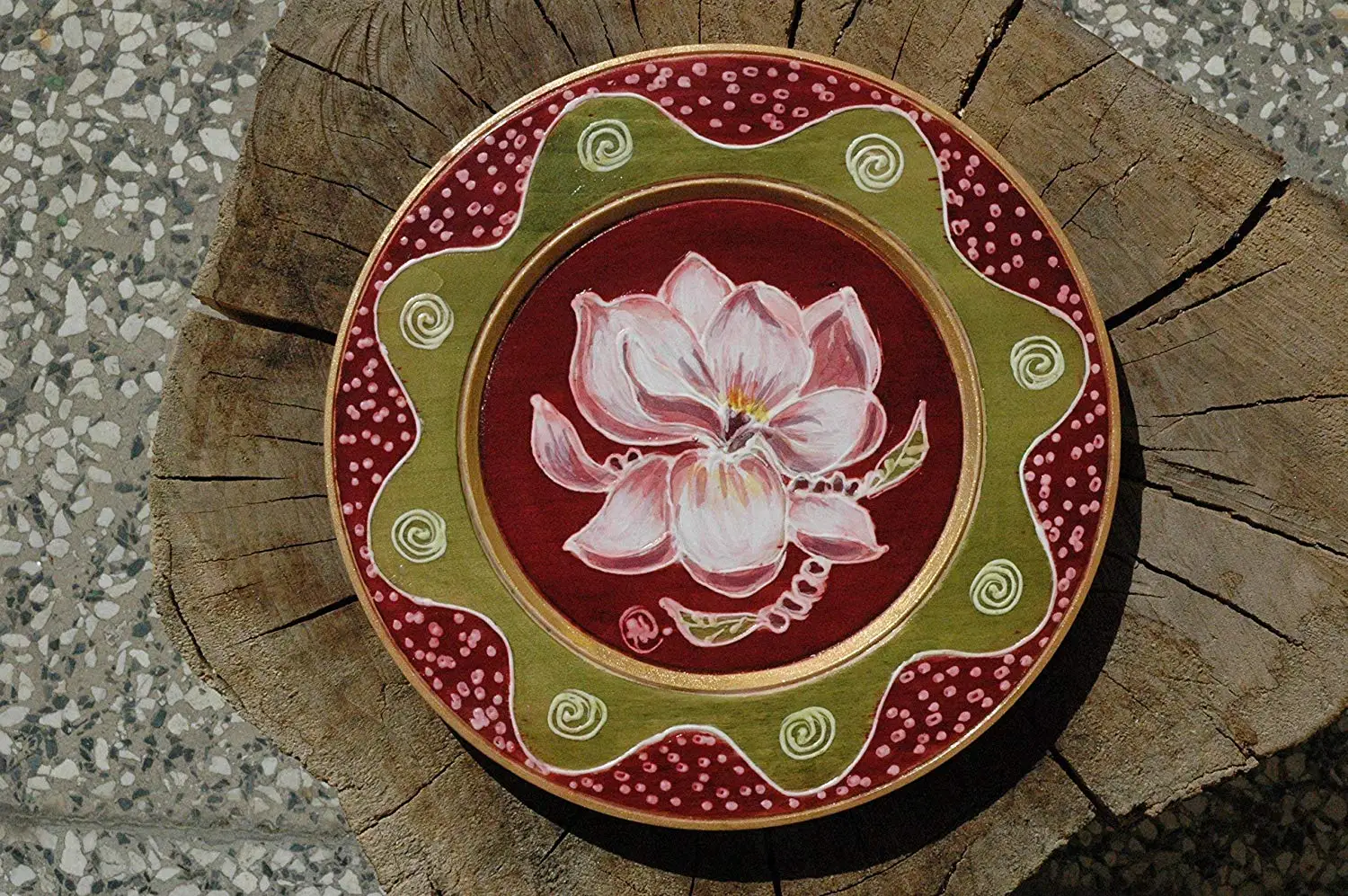 Sale!!!10% Off,Magnolia Wooden Plates, Hand Painted with Magnolia Flower, Magnolia Illustration on Wood Plate, Painting Magnolia, Artwork on Wood, Wall Art.