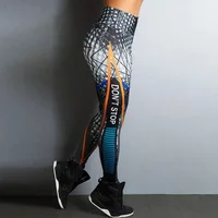 

Breathable Slim Pants Geometric Lines Letter Star Printing Leggings Put Hip Elastic High Waist Legging